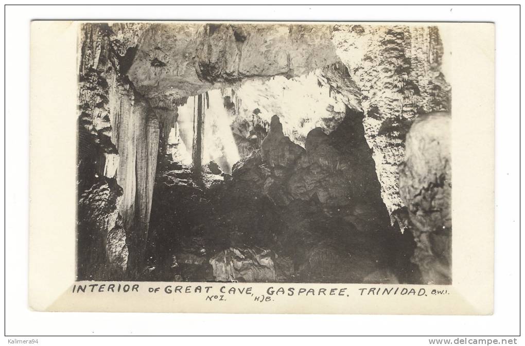 TRINIDAD  ( B.W.I. = British West Indies ) /  GASPAREE  /  INTERIOR  OF  GREAT  CAVE  /  Edit.  H.J.B. N° 1 - Trinidad