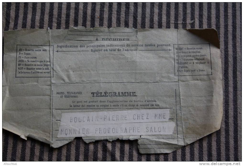 Télégramme De Sassenay Pour Photographe à Salon-de-Provence 30/8/1945 - Telegraph And Telephone