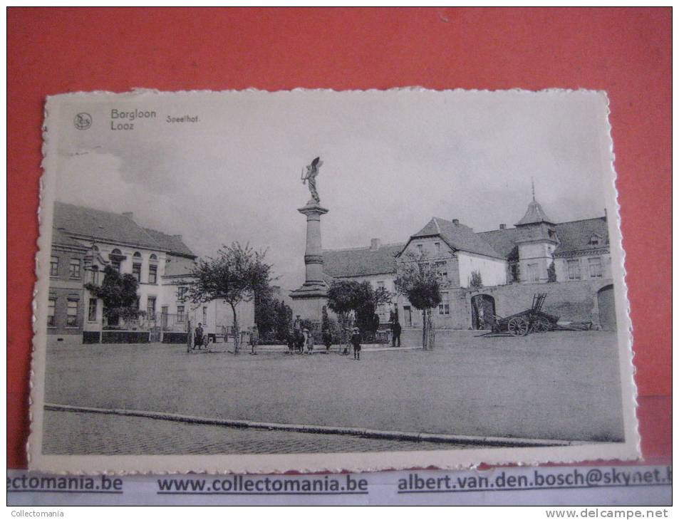 2 postkaarten Borgloon Kiosk met fanfare, Speelhof