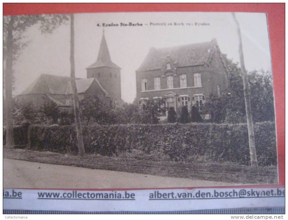 8 postkaarten Eisden  St.Barbe Belle fleur, Villa Yvonne, Koolmijn Limburg Maas, Koolmijn put Elizabeth, Werkmanshuizen.