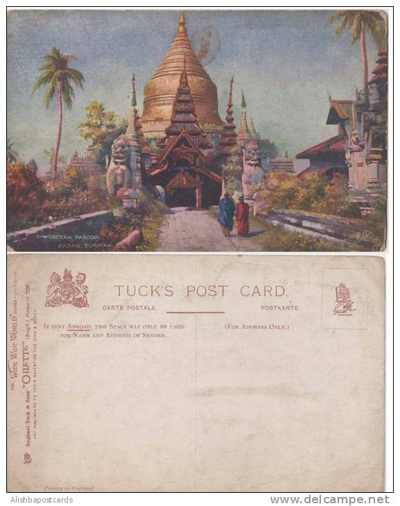 Shwegeena Pagoda, Pagan, Buddhism, Burmah / Myanmar Old Vintage Postcard As Scan - Buddhismus