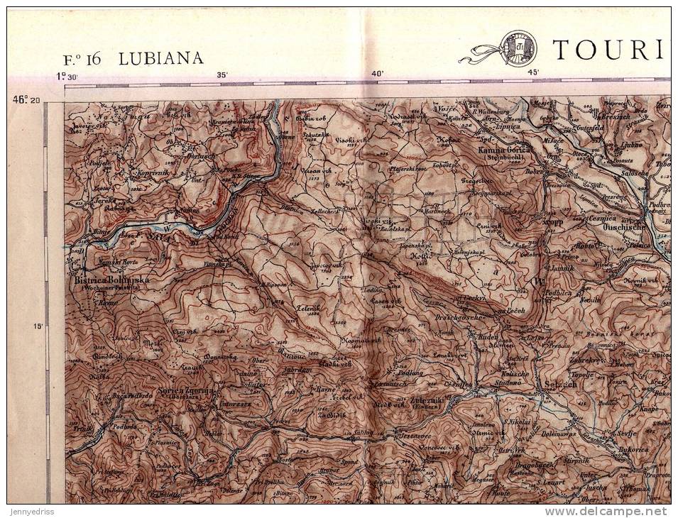 LUBIANA , LJUBLJANA Carta Topografica Fronte Della Guerra 1917 , Touring Club Italiano - Mapas Topográficas