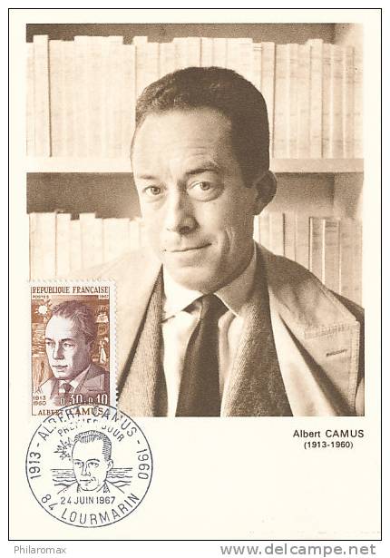 D09020 CARTE MAXIMUM CARD TRIPLE 1960 FRANCE - ALBERT CAMUS CP ORIGINAL - Escritores