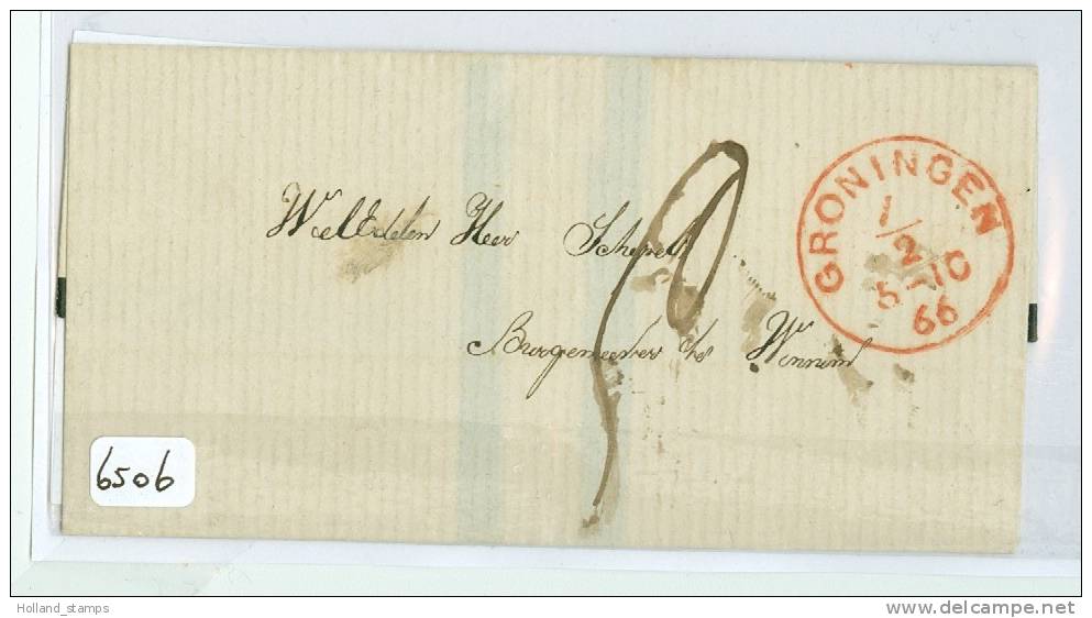 BRIEFOMSLAG * Uit 1866 Van GRONINGEN Naar De BURGEMEESTER Te WINSUM   (6506) - Briefe U. Dokumente