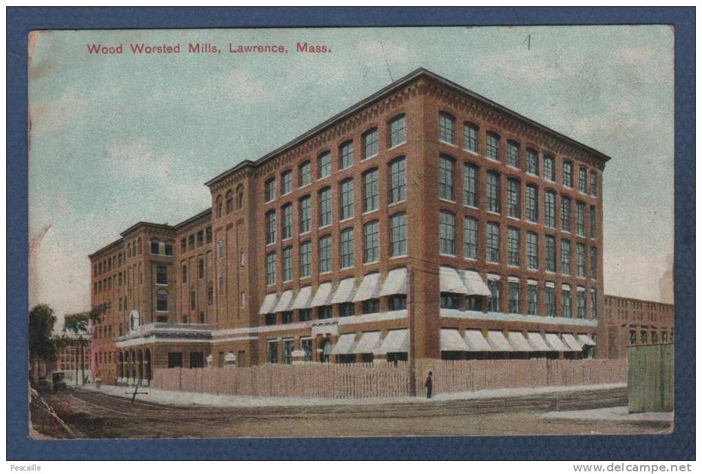 MASSACHUSETTS - CP COLORISEE WOOD WORSTED MILLS - LAWRENCE - F. 10084 METROPOLITAN NEWS & PUB Co BOSTON - CIRCULEE 1909 - Lawrence