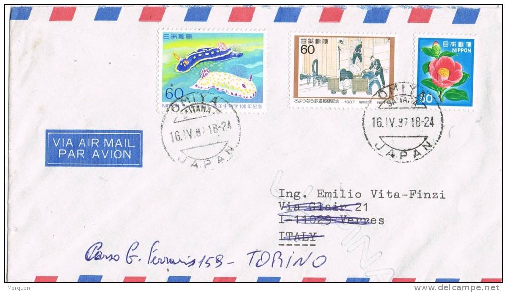 3532. Carta Aerea OMIYA (saitama) Japon 1987. Reexpedida - Lettres & Documents