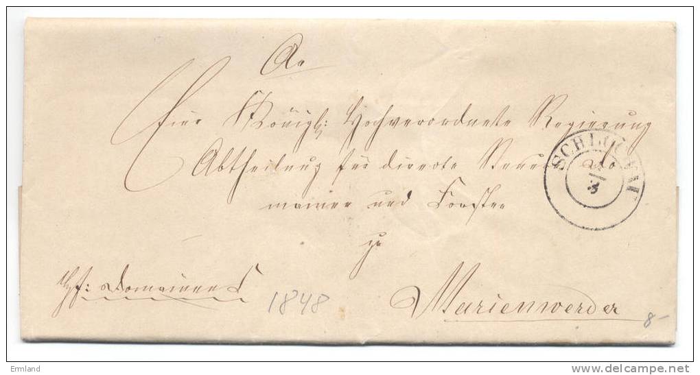 Schlochau 1848 Nach Marienwerder In Westpreussen - Prephilately