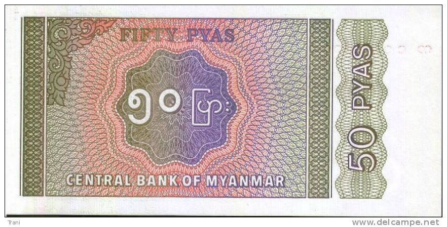 BANCONOTA DEL MYANMAR - 50 PYAS - Birmania
