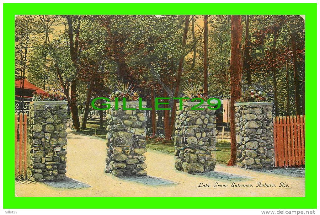 AUBURN, MAINE - LAKE GROVE ENTRANCE - TRAVEL IN 1908 - TC, CO - - Auburn