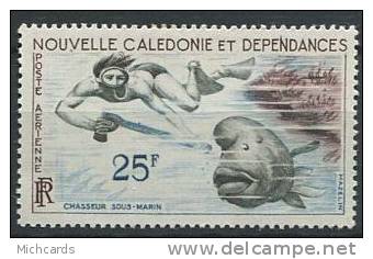 NOUVELLE CALEDONIE 1962 - Chasseur Sous Marin Poisson - Neuf, Legere Trace De Charniere (Yvert A 69) - Neufs