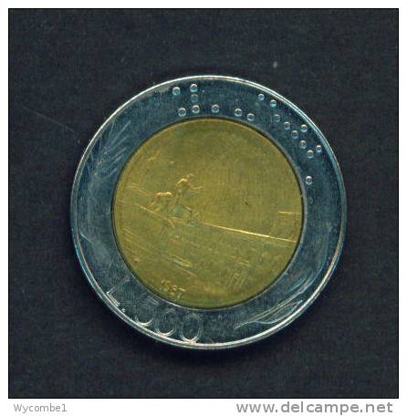 ITALY - 1987 500 Lira Bimetal Circulated As Scan - 500 Lire