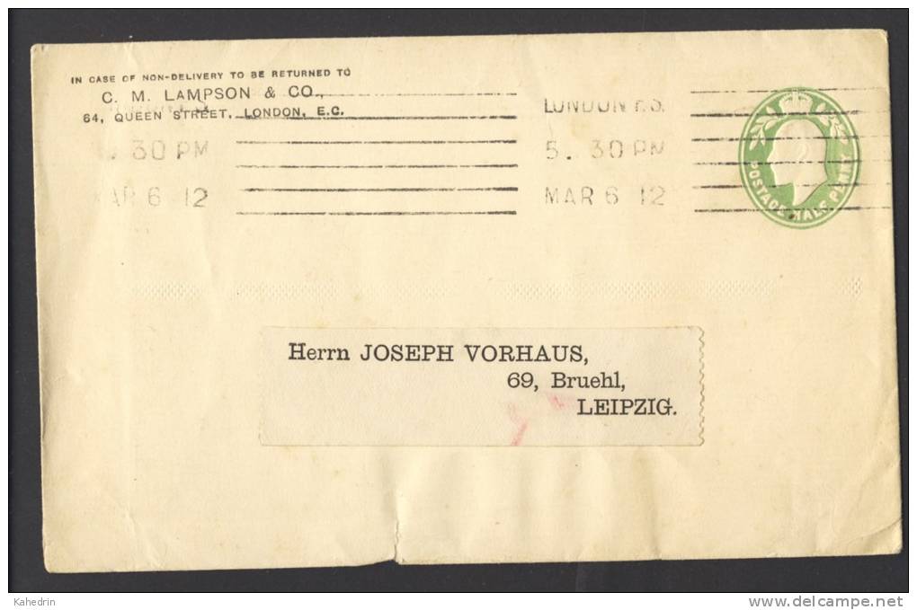 Great Britain 1912, Letter / Cover - Edward VII, London To Leipzig, Germany, C. M. Lampson & Co. - Lettres & Documents