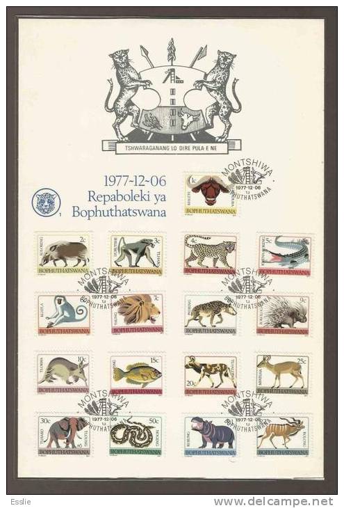 Bophuthatswana - 1977 - First Definitive Folder Animals - Animalez De Caza