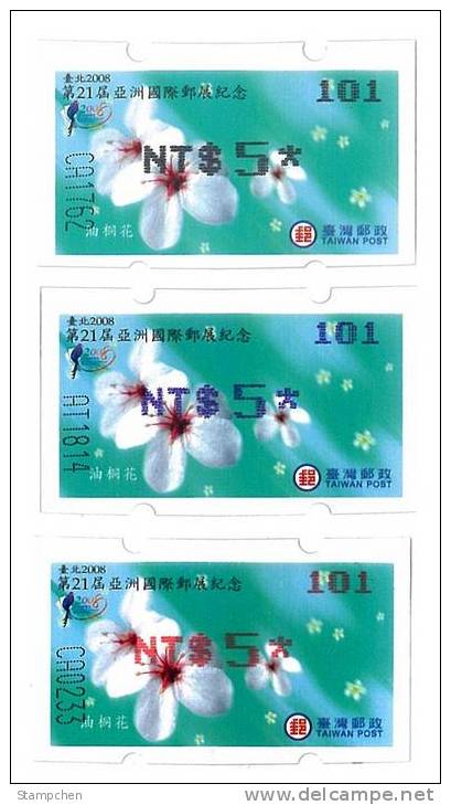 ATM Frama Stamps-2008 1st Blossoms Tung Tree - Black,blue,red - Flower Unusual - Fehldrucke