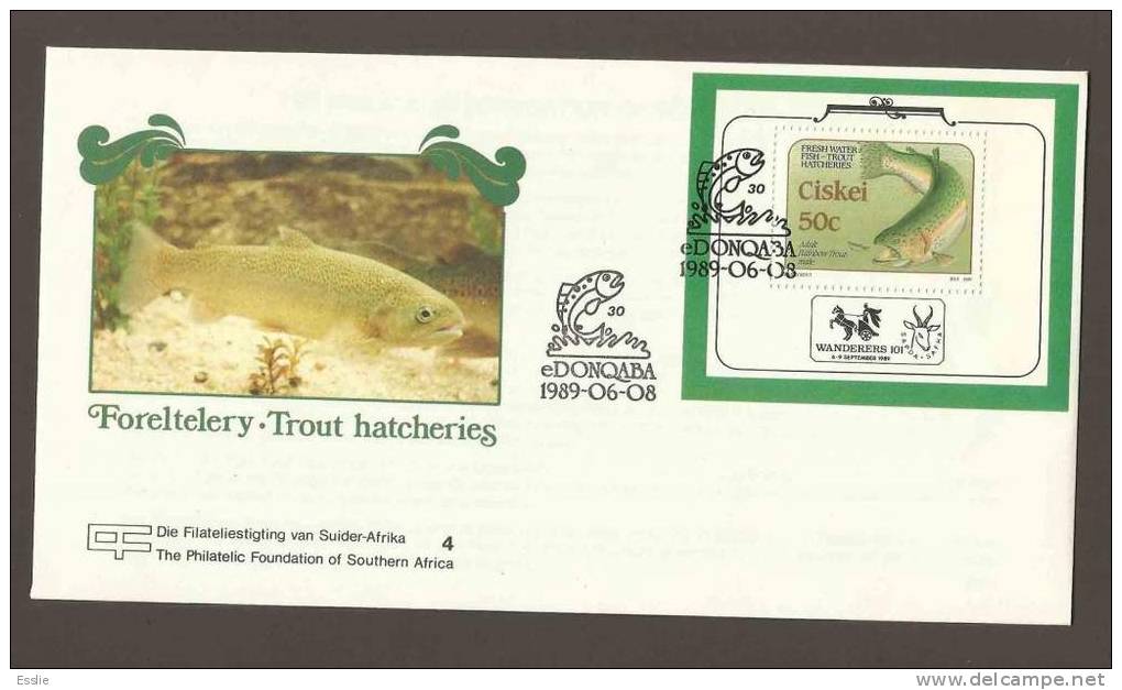 Ciskei - 1989 - Trout Hatcheries Miniature Sheet On Cover - Ciskei