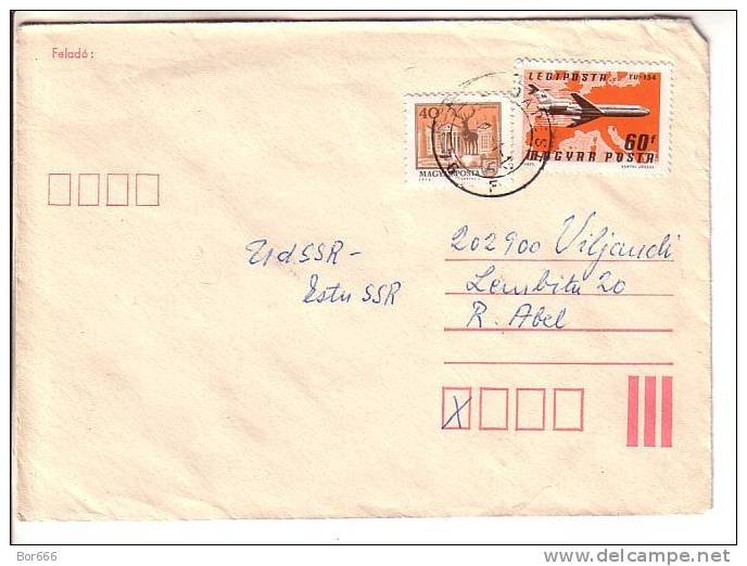 GOOD HUNGARY Postal Cover To ESTONIA 1979 - Good Stamped: Airplane / Map ; Deer - Monument - Briefe U. Dokumente