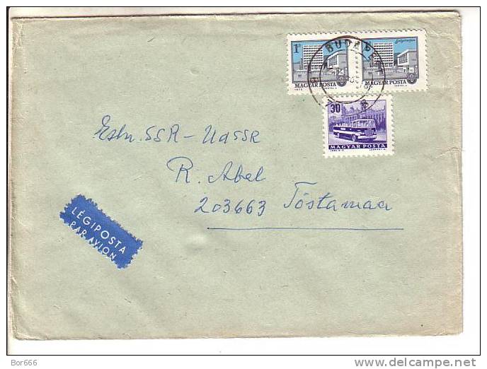 GOOD HUNGARY Postal Cover To ESTONIA 1977 - Good Stamped: Architecture ; Bus - Covers & Documents