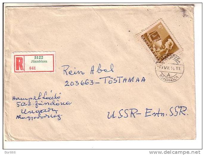 GOOD HUNGARY " REGISTERED " Postal Cover To ESTONIA 1977 - Good Stamped: Telegraph - Cartas & Documentos