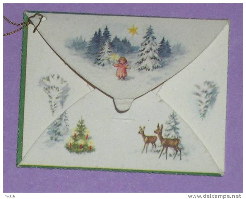 PERE NOEL - ANGE - JOYEUX NOEL - SAPINS - BICHES (3 Scans) ANNEES 1960 - ENVELOPPE 6 Cm X 4,5 Cm - Angels