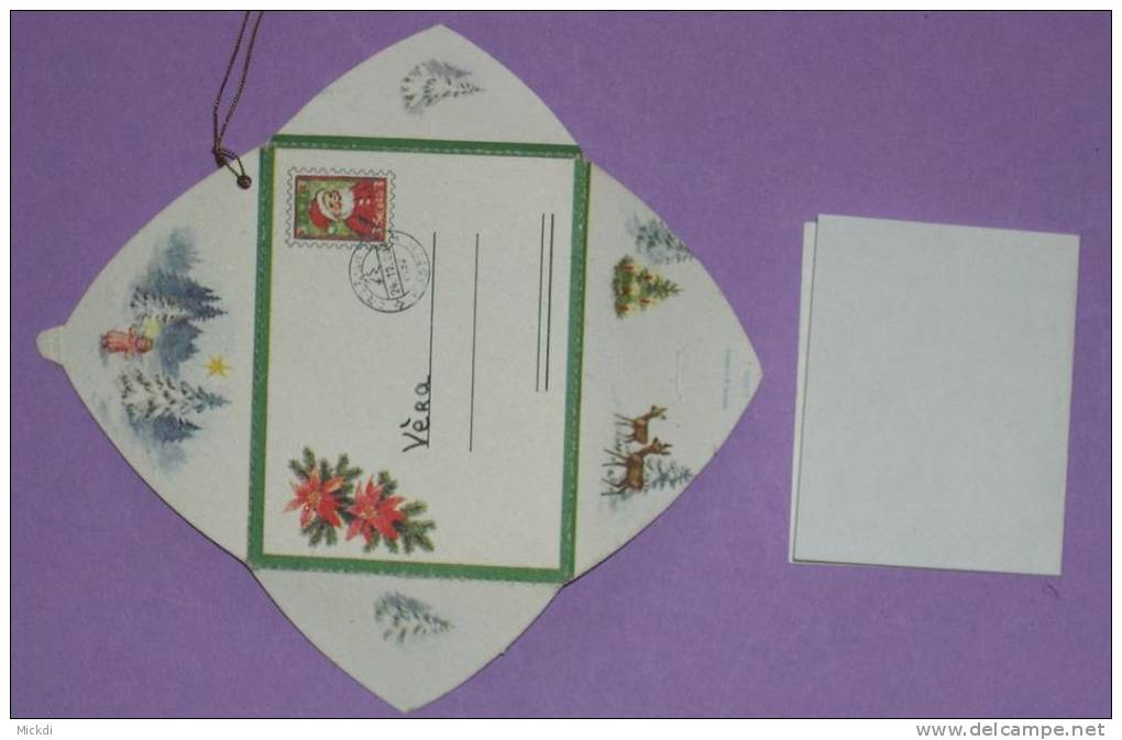 PERE NOEL - ANGE - JOYEUX NOEL - SAPINS - BICHES (3 Scans) ANNEES 1960 - ENVELOPPE 6 Cm X 4,5 Cm - Angels