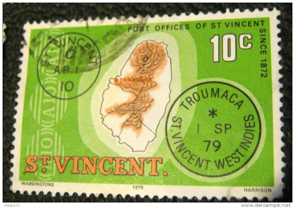 St Vincent 1979 Map Of The Island 10c - Used - St.Vincent (...-1979)