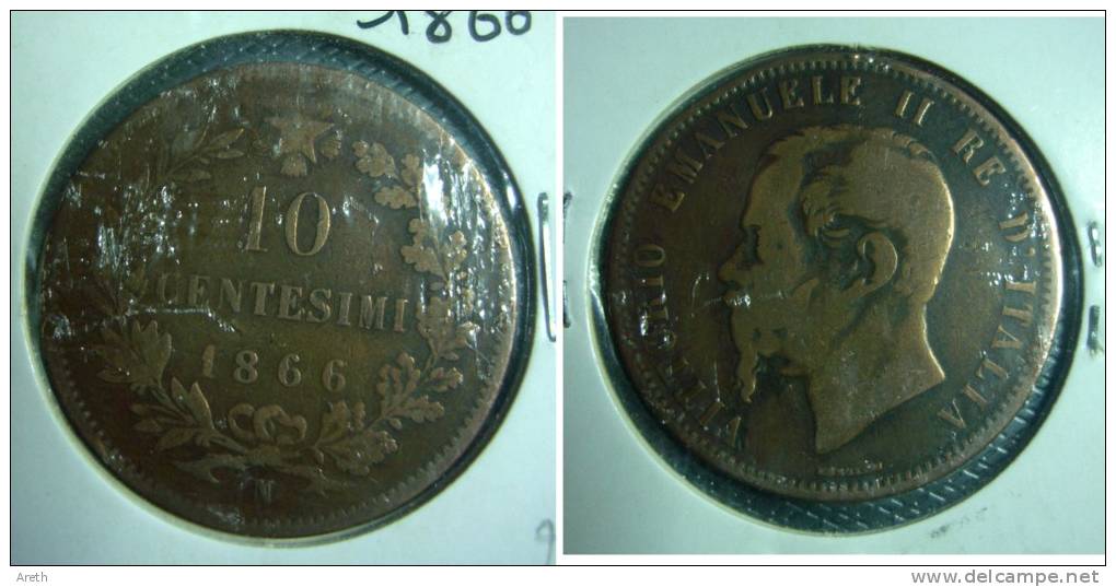 ITALIE - 10 Cent. 1866 N - 1861-1878 : Vittoro Emanuele II