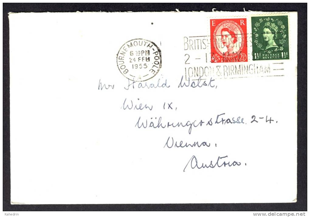 Great Britain 1955, Letter / Cover, Bournemouth - Poole To Vienna (Wien) - Austria - Briefe U. Dokumente