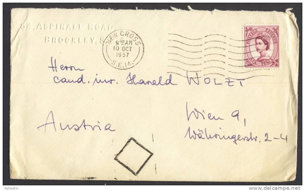 Great Britain 1957, Letter / Cover, New Cross To Vienna (Wien) - Austria - Brieven En Documenten