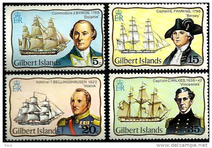 GILBERT ISLANDS BRITISH COMMANDORS OF SHIPS SET OF 4 SG551-4  MINT 1977 READ DESCRIPTION - Isole Gilbert Ed Ellice (...-1979)