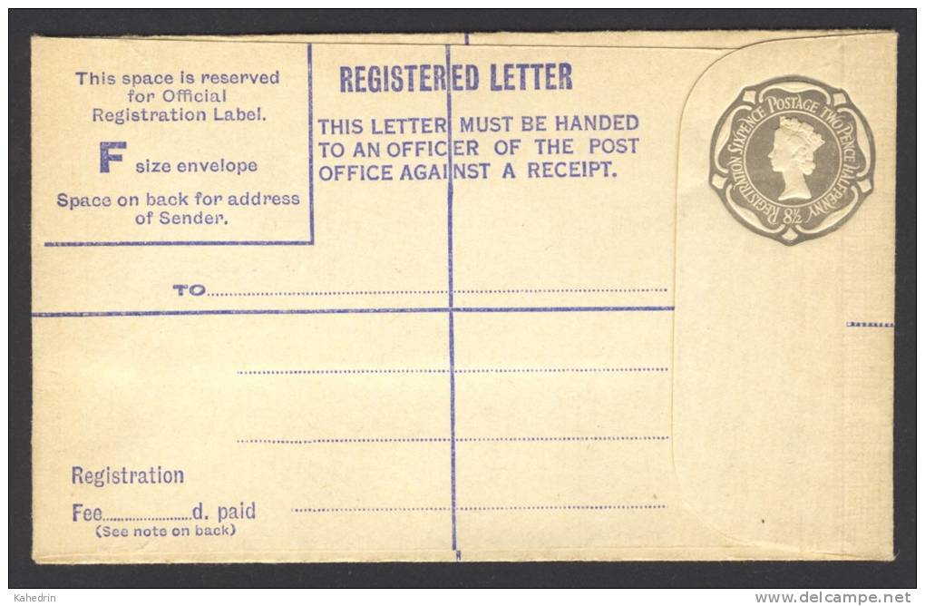 Great Britain 1960-1970, Registered Letter / Cover, F-size Envelope, Unused - Lettres & Documents