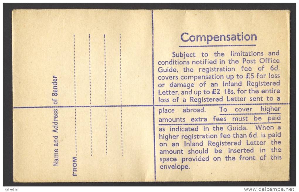 Great Britain 1960-1970, Registered Letter / Cover, F-size Envelope, Unused - Brieven En Documenten