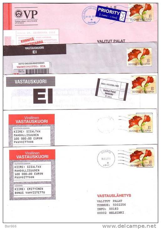 5 X GOOD FINLAND Postal Covers 2011/12 - Good Stamped: Flowers 2009 - Briefe U. Dokumente