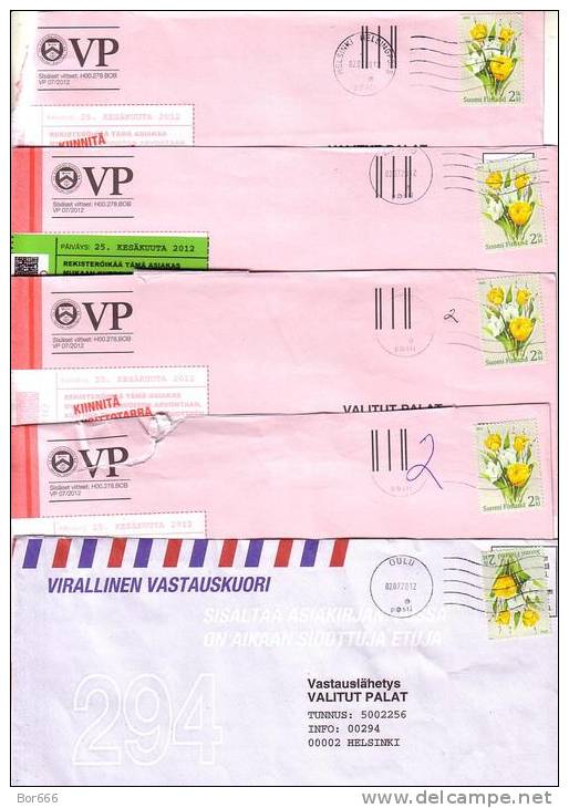 5 X GOOD FINLAND Postal Covers 2012 - Good Stamped: Flowers 2011 - Briefe U. Dokumente