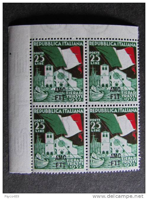 ITALIA Trieste AMG-FTT -1952- "Fiera Trieste" £. 25 Quartina MNH** (descrizione) - Nuovi