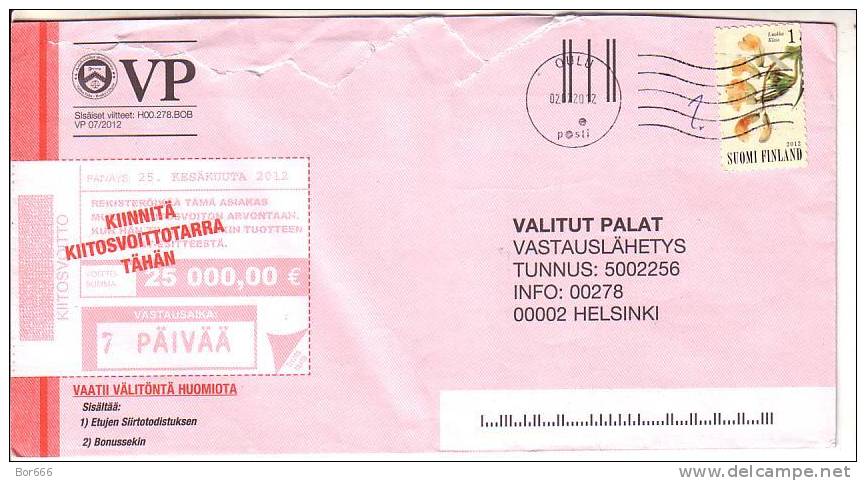 GOOD FINLAND Postal Cover 2012 - Good Stamped: Flowers - Cartas & Documentos