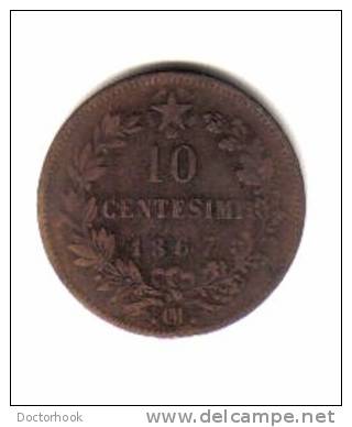 ITALY    10  CENTESIMI   1867 OM  (KM# 11.5) - 1861-1878 : Victor Emmanuel II