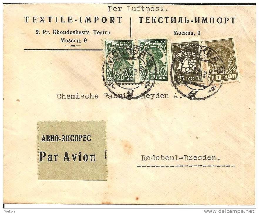 RL158 / UDSSR -   Firmenluftpost Moskau-Radebeul 1935 - Lettres & Documents