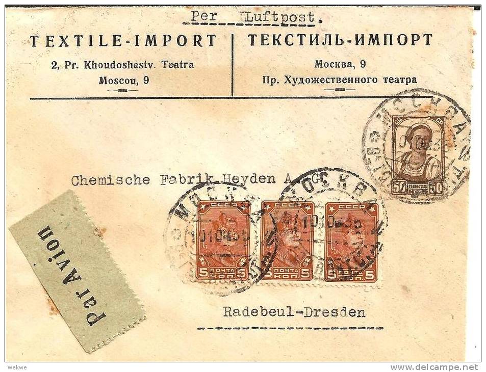 RL155 /  - UDSSR -  Firmenluftpost Moskau-Radebeul 1935 - Lettres & Documents