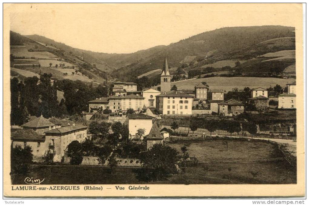 CPSM 69 LAMURE SUR AZERGUES VUE GENERALE 1943 - Lamure Sur Azergues