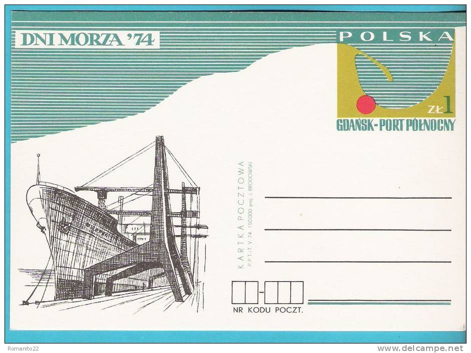 Poland 1974,postcard Entire,Gdansk Harbour Port Sea Days Ship Bateau - Boten