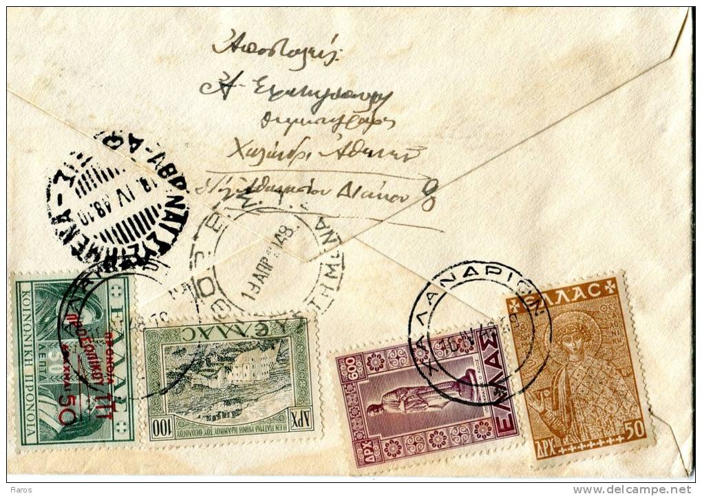 Greece- Military Postal History- Cover From Journalist [Chalandrion 16.4.1948 XII] To Lieutenant [arr. 902 BST 19.4 XX] - Cartes-maximum (CM)