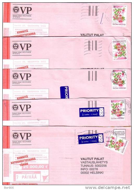 5 X GOOD FINLAND Postal Covers 2012 - Good Stamped: Raspberry 2007 - Covers & Documents