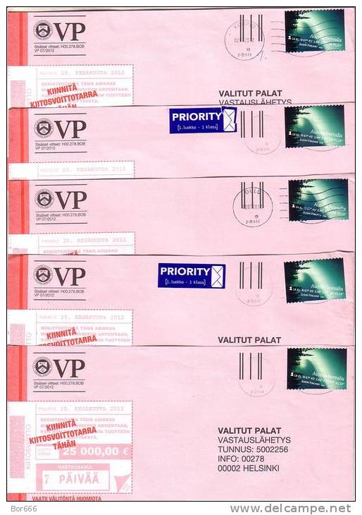 15 X GOOD FINLAND Postal Covers 2012 - Good Stamped: Aurora Borealis 2009 - Five Sets Of 3 - Lettres & Documents