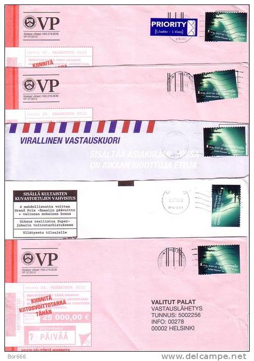 15 X GOOD FINLAND Postal Covers 2012 - Good Stamped: Aurora Borealis 2009 - Five Sets Of 3 - Brieven En Documenten