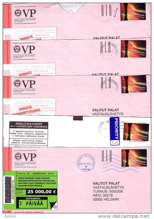 15 X GOOD FINLAND Postal Covers 2012 - Good Stamped: Aurora Borealis 2009 - Five Sets Of 3 - Covers & Documents