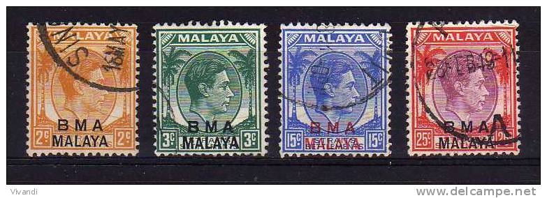 B.M.A. - 1947/48 - Definitives (4 Values,Chalk Surfaced Paper) - Used - Malaya (British Military Administration)