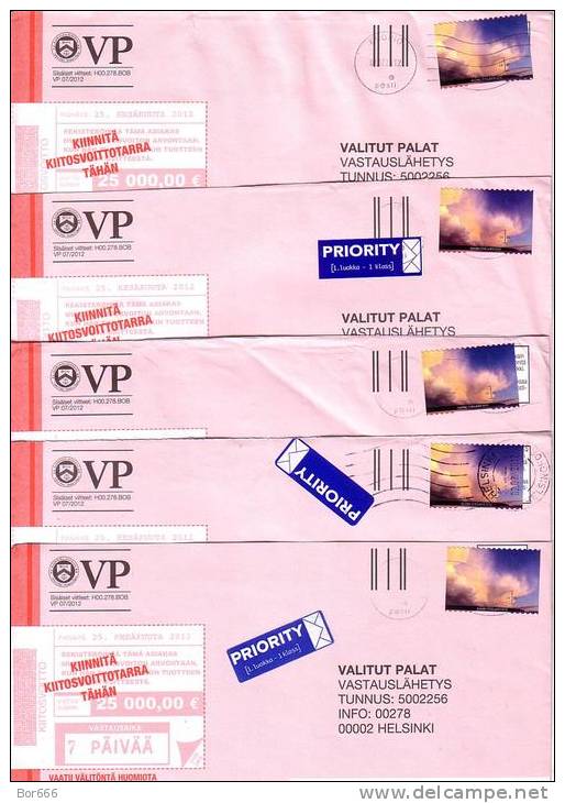 15 X GOOD FINLAND Postal Covers 2012 - Good Stamped: Clouds - Five Sets Of 3 - Brieven En Documenten