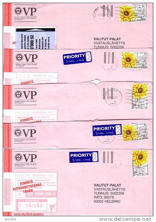 10 GOOD FINLAND Postal Covers 2012 - Good Stamped: Flowers - Set Of 2 - Cartas & Documentos