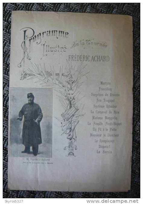 Programme Illustré De La Tournée De Frédéric Achard En 1898 - Programs