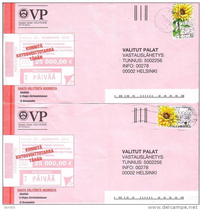 GOOD FINLAND Postal Covers 2012 - Good Stamped: Flowers Set Of 2 - Lettres & Documents